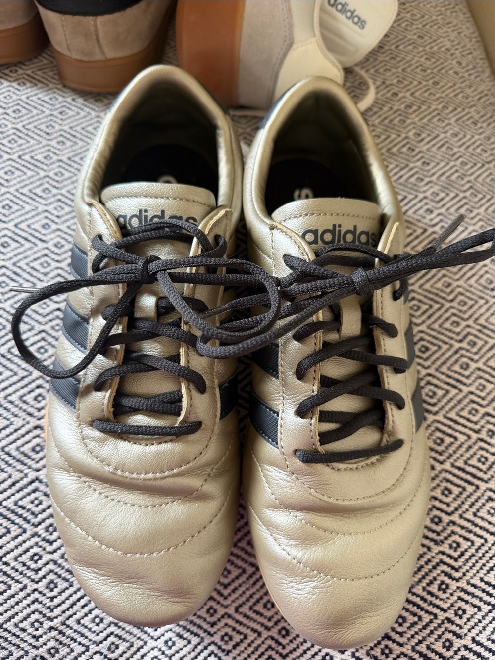 adidas Metallic Gold Sneakers with Black Stripes